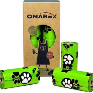 120 x Dog Poo Bags Biodegradable OMAREX Extra Thick Pet Waste Bags. 8 Rolls 120 Count. Large Size Eco-friendly 22cm X 31cm Poo Bags Leak Proof