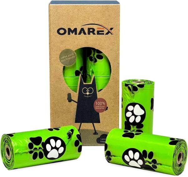 120 x Dog Poo Bags Biodegradable OMAREX Extra Thick Pet Waste Bags. 8 Rolls 120 Count. Large Size Eco-friendly 22cm X 31cm Poo Bags Leak Proof