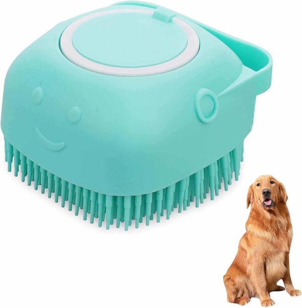 Dog Cat Bath Brush Soft Silicone Dog Rubber Bathing Brush Pet Grooming Shampoo Dispenser Brushes Puppy Cats Shower Hair Fur Grooming Cleaning Scrubber for Short Haired Dogs Cats Shower - Green