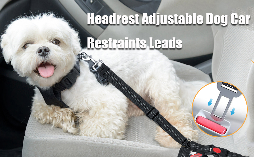 Headrest Adjustable Dog Car Restraints leads