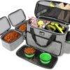 pecute Dog Travel Bag Large, Portable for Travel, Pet with Multi-Function Pockets, Tote Organizer Outdoor use Set 2 Food Bags + Collapsible Bowls, Grey