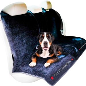 Pet Rebellion Dog Car Seat Cover Set | Universal, Absorbent, Non-Slip, Scratch Proof, Washable Slim Seat Carpet Set, Travel Car Seat Protector for Backseat