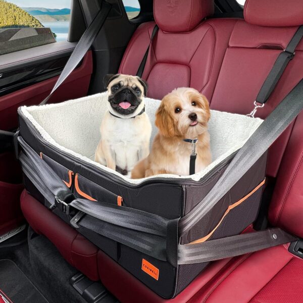 Cosibell Dog Car Seat - Double-Sided Pet Car Seat with Adjustable Safety Strap - Waterproof Dog Car Booster Seats for Small and Medium Dogs - Foldable Dog Carseat - Portable Puppy Travel Accessories