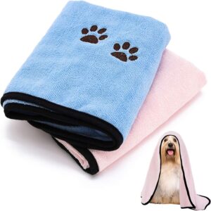 TAIYUNWEI Towels for Pets, 2PCS Quick Drying Pet Bath Towels, Microfiber Pet Towels|Absorbent Towels for Dogs|Quick Drying Towel for dog and Cat, Great for Small/Medium Animals