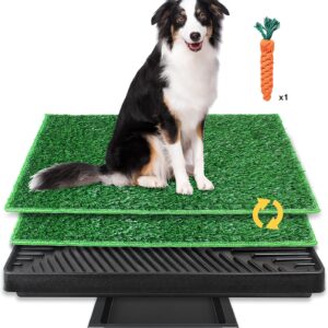 BRIAN & DANY Dog Toilet Puppy Pee Training Pad, with Two Artificial Grass Mats and Waste Tray for Indoor/Outdoor, 63cm x 51cm