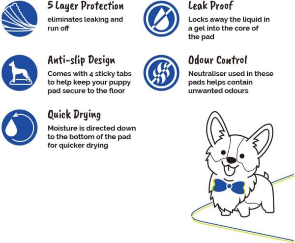 AllPetSolutions Puppy Pads - Disposable Puppy Training Pads Dog Toilet Sheets with 5 Highly Absorbent Layers & Odour Control Leak-Proof Non Slip Matting for Pet Wee - Medium, 60x40cm - 100-Pack