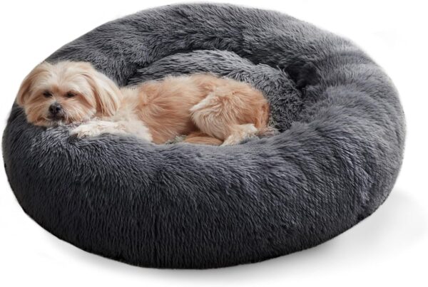 WESTERN HOME WH Dog Bed,Cat Kitten Bed large washable,Waterproof Scruffs Dog Bed,Fluffy Plush Dog Basket with Anti-Slip Bottom,Dark Grey,M (50x50x20 cm)