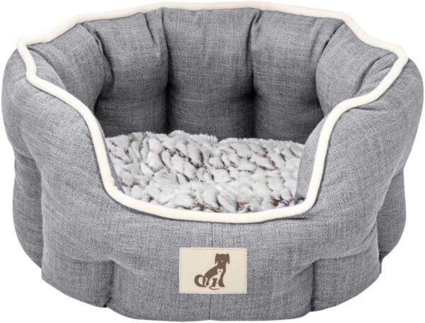 allpetsolutions Alfie Range Dog Bed - Warm, Fleece-Lined Machine Washable with Raised Rim - Calming Pet Sofa & Home Lounger with Extra Soft Reversible, Removable Pillow Cushion - Medium, Grey