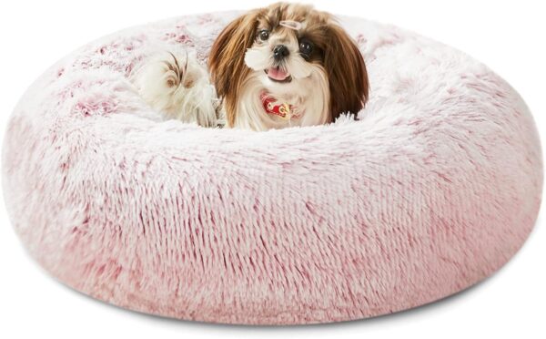 WESTERN HOME WH Dog Bed,Cat Kitten Bed large washable,Waterproof Scruffs Dog Bed,Fluffy Plush Dog Basket with Anti-Slip Bottom,Pink,L (60x60x20 cm)