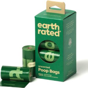 Earth Rated Dog Poo Bags, Guaranteed Leak Proof and Extra Thick Waste Bag Refill Rolls For Dogs, Unscented, 120 Count