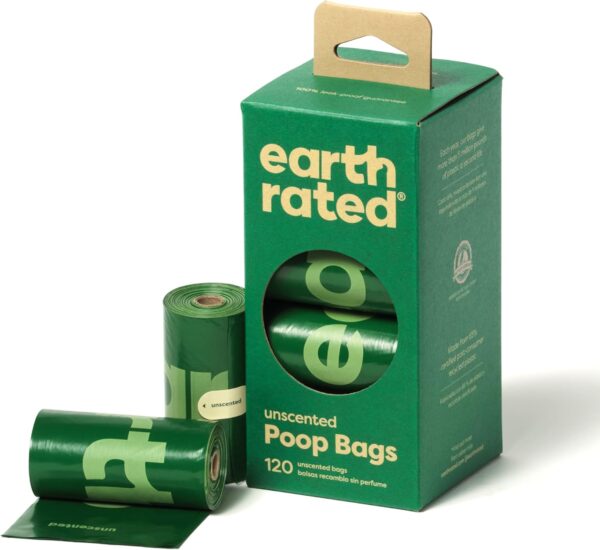 Earth Rated Dog Poo Bags, Guaranteed Leak Proof and Extra Thick Waste Bag Refill Rolls For Dogs, Unscented, 120 Count