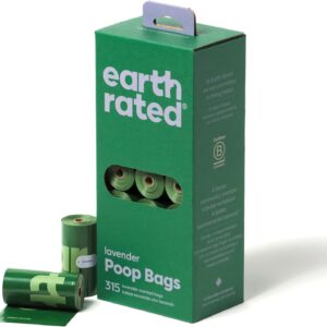 Earth Rated Dog Poo Bags, Guaranteed Leak Proof and Extra Thick Waste Bag Single Refill Rolls For Dogs, Lavender Scented, 315 Count