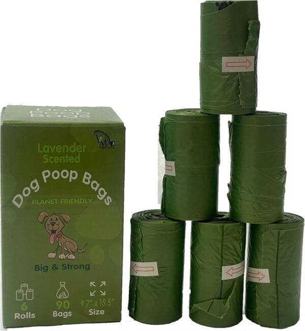 Vision Media® Dog Poo Bags, Guaranteed Leak Proof and Extra Thick Waste Bag Refill Rolls For Dogs, Lavender Scented, 90 Count - with Tie Handles