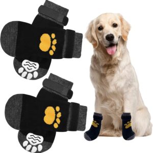 2 Pairs Anti Slip Dog Socks Paws Stop Licking Dog Grip Socks Pet Paw Protector Dog Boots Dog Claw Socks Dog Shoes Dog Slippers with Adjustable Strap for Puppy Dog Indoor Outdoor Hardwood Floor Walking