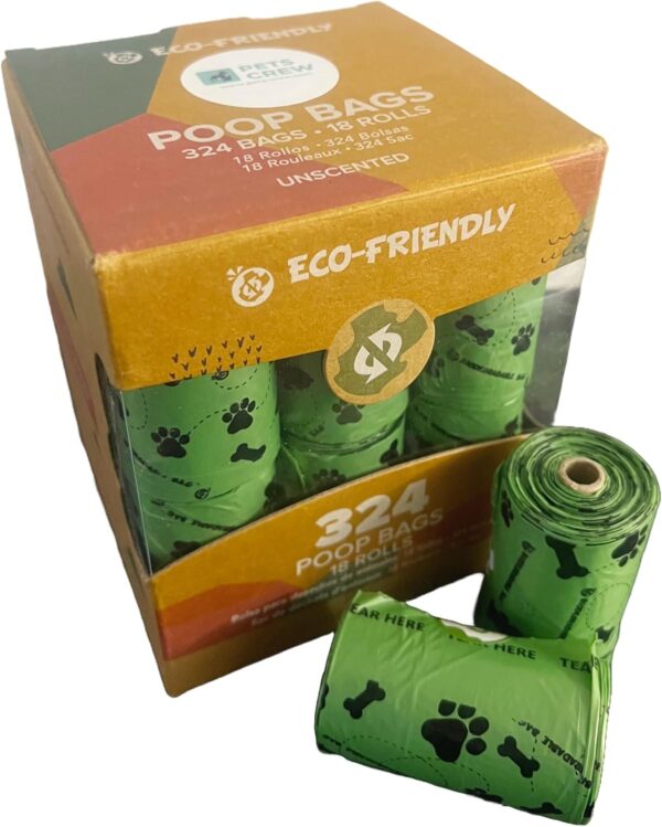 2 PCS Pet Crews Biodegrable Dogs Poo Bags - Unscented 648 Counts 36 Rolls Green Eco Enviromental friendly Waste Bags for Pets