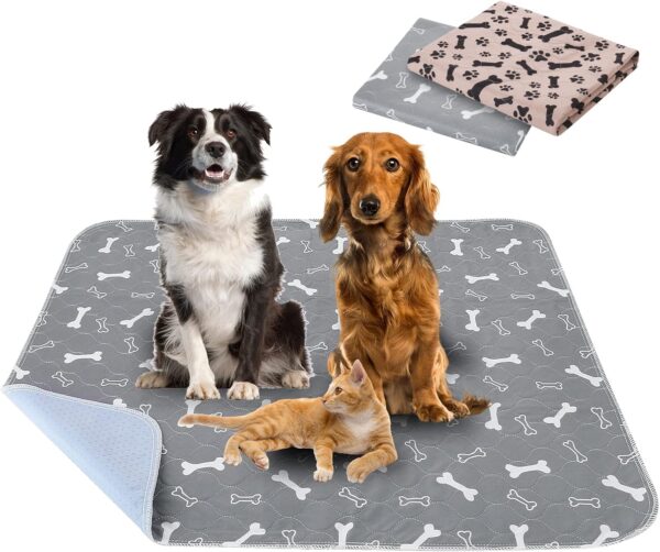 2 Pack 90*80cm Washable Puppy Pads, Non-Slip Waterproof Pet Pee Mat Super Absorbent, Reusable Puppy Training Pads for Home/Car/Travel