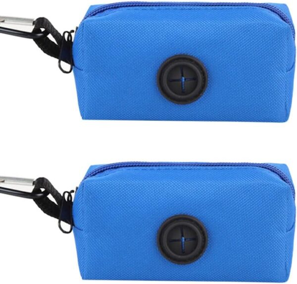 2 Pack Dog Poop Bag Holder, Pet Dog Waste Bag Dispenser for Leash with Metal Clip, Hand Free Doggie Dog Bag Holder Attachment, Fit Any Dog Leash Belt (Blue)