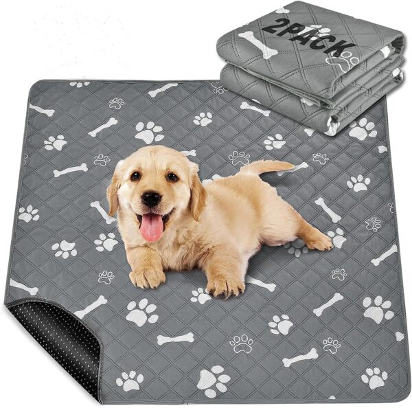 2 Pack Reusable Dog Training Pads Super Absorbent Waterproof Dog Mat Dog Pee Pad Fast Drying Washable Puppy Pads Mats for Indoor Outdoor Home Car Travel 100x90cm