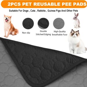 2 Pack Washable Dogs Pee Pads, Waterproof Reusable Pet Training Pads, Non Slip Dog Bowl Mats with Great Absorption, Fast Drying Reusable Puppy Pads for Floor, Sofa, Potty, Cage, Car (45x60cm)