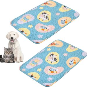 2 Pcs Washable Pee Pads for Dogs,Pet Training Pads Reusable Dog and Puppy Pads,Soft Resting Mat for Dogs Cats,Leakproof Pet Pads for Pet Bed Mat,Comfort Pet Floor Pads for Car/Travel (Blue,50*40cm)