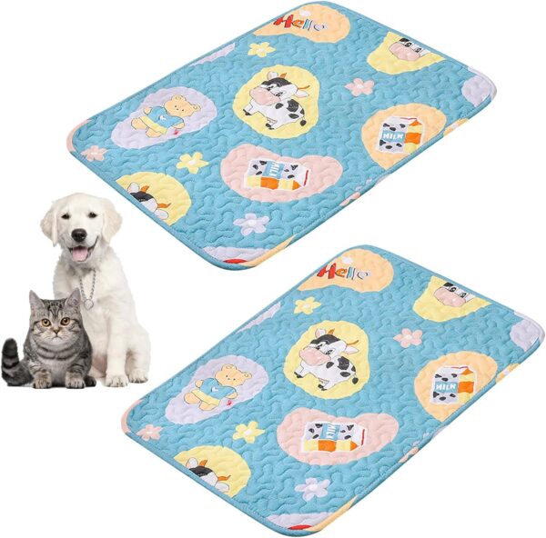 2 Pcs Washable Pee Pads for Dogs,Pet Training Pads Reusable Dog and Puppy Pads,Soft Resting Mat for Dogs Cats,Leakproof Pet Pads for Pet Bed Mat,Comfort Pet Floor Pads for Car/Travel (Blue,50*40cm)