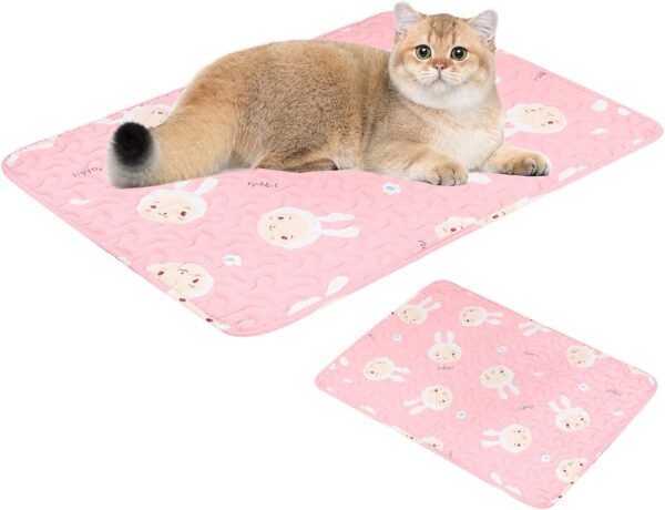 2 Pcs Washable Pee Pads for Dogs,Reusable Dog Training Pads Non-Slip Puppy Pads,Ultra-Absorbent Dog Whelping Pads for Playpen Travel Crate Training (50*70 cm, Pink)