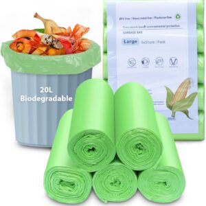 20L Bin Liners,100 Counts Biodegradable Bin Bags 5.2 Gallon Trash Bags,5 Rolls,Rubbish Bags For Food Waste, Garden Waste, Office, Home, Pet (60x50cm)