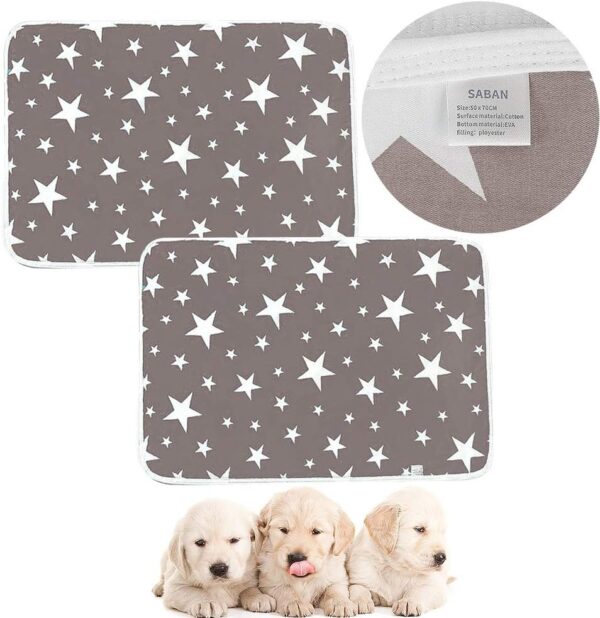 2Pack Washable Puppy Pads Dog Pee Pads, Reusable Puppy Training Mat Pet Pee Pads, Super Absorbency Puppy Wee Whelping Pad for Indoor Outdoor Car Travel-Gray (50x70cm)