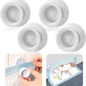 (4-Pack) Potty Training Pad Magnetic Holder (White) - Perfect for Leg-Lifting Marking Dogs - Compatible with Any Size of Puppy Pee Pads - Strong Magnets Will Stick on Most Flat Surfaces