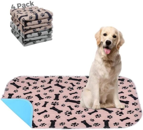 (4 Pack) Reusable Puppy Training Pads, Washable Dog Pads, Very Absorbent Pet Mat Pee Pads for Dogs, Quick Drying Pads for Travel, Car, Home, Medium and Large Dogs