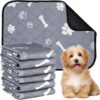 6 Pack Washable Dog Pee Pads 18x24 inch, Reusable Puppy Training Pads Non-Slip Waterproof Potty Mat for Training, Travel, Whelping, Housebreaking, Incontinence
