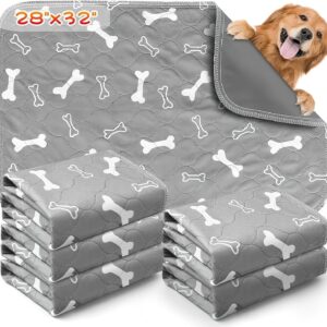 6Pack Washable Pee Pads for Dogs, 32×28 Inch Reusable Dog Pads, Non Slip Puppy Pads with Urine Absorption, Reusable Puppy Pads for Whelping, Potty, Training, Playpen