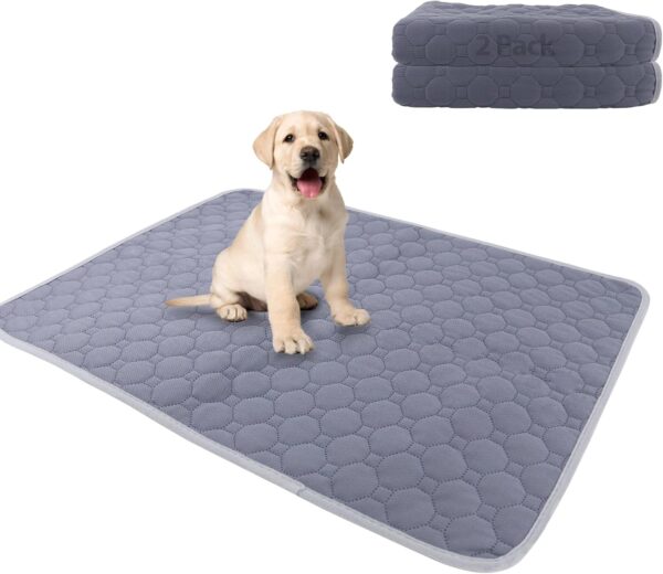 AUMAYCO Reusable Dog Training Pads, 2 Pack Gray Washable Puppy Training Pads, Super Absorbent Dog Waterproof Pads, Non-Slip, Non-Leak Quick Drying Training Pads for Home, Car, Travel (70cm x 100cm)