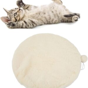 Agatige Cat Bed for House Cats, 4cm / 1.6in Thick Kitten Round Bed Pet Puppy Sleeping Mat Round Breathable Dog Sleeping Mat Dog Cushion with Non-Slip Base for Puppy Kitten (45cm-White)