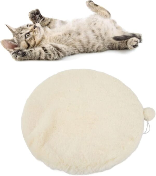 Agatige Cat Bed for House Cats, 4cm / 1.6in Thick Kitten Round Bed Pet Puppy Sleeping Mat Round Breathable Dog Sleeping Mat Dog Cushion with Non-Slip Base for Puppy Kitten (45cm-White)