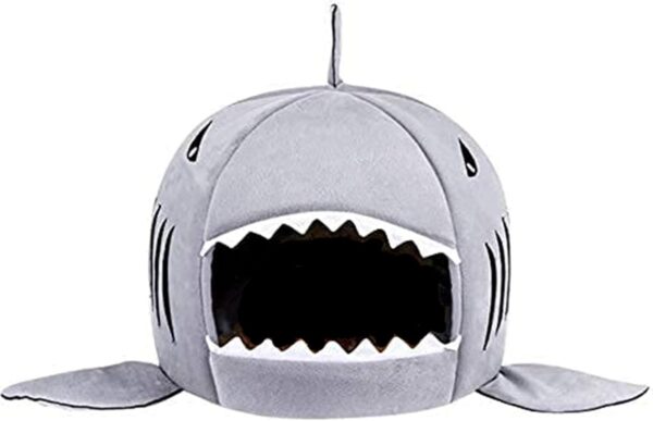 Alytimes Dog Bed Shark Cat Bed Pet Cave for Small Pets with Removable Cushion Water Resistant Bottom Machine Washable Lovely Pet House Gift for Pet