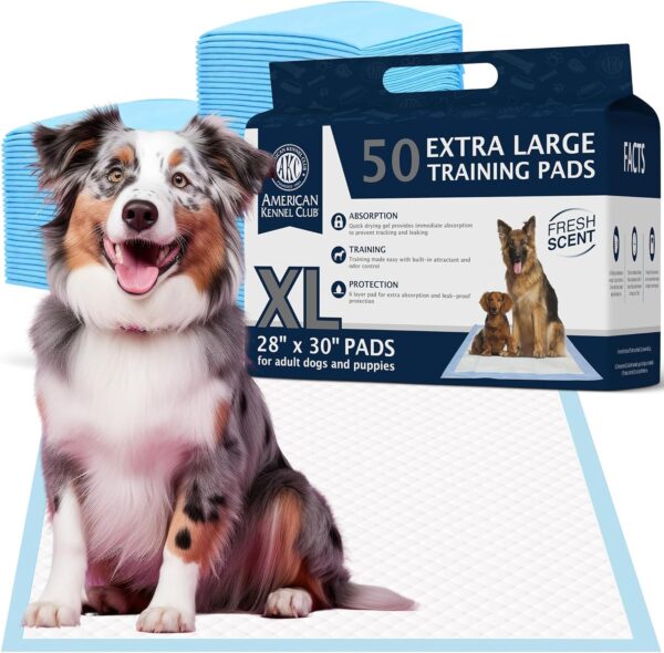 American Kennel Club AKC Training Pads, X-Large, 30 x 28-Inch - Pack of 50