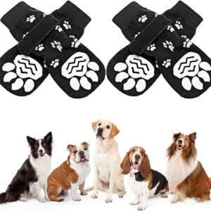 BEHAHAI 2 Pair Anti Slip Dog Socks, Pet Paw Protector Dog Boots Dog Claw Socks Dog Grip Socks Pet Socks for Puppy Doggy Traction Control on Hardwood Floor(M)