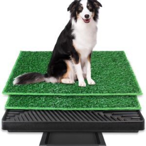 BRIAN & DANY XL Dog Toilet Puppy Pee Training Pad with Two Artificial Grass Mats and Waste Tray for Indoor Outdoor, 76cm x 51cm