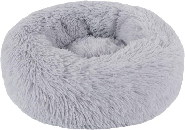 BVAGSS Anxiety Dog Bed, Round Plush Donut Dog Bed Cat Bed Marshmallow Fluffy Cuddler Washable Calming Puppy Bed for Small Dogs XH034 (Diameter:40cm, Light Grey)