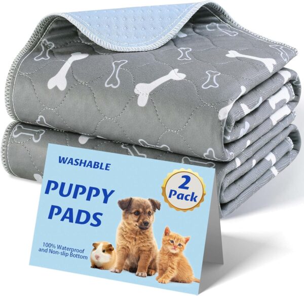 Baodan Reusable Dog Training Pads, 2 Pack Washable Puppy Pads, Super Absorbent Waterproof Dog Mat Pee Pads for Dogs, Fast Drying Training Pads for Home, Car, Travel - 60 x 40 cm