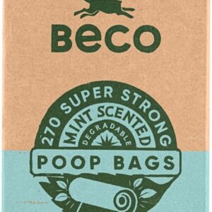 Beco Strong & Large Poop Bags - 120 Bags (8 Rolls of 15) - Mint Scented - Dispenser Compatible Dog Poo Bags