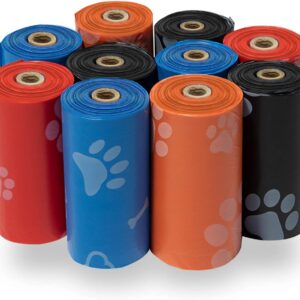 Best Pet Supplies Dog Poop Bags for Waste Refuse Cleanup, Doggy Roll Replacements for Outdoor Puppy Walking and Travel, Leak Proof and Tear Resistant, Thick Plastic - Mixed Colors, 150 Bags