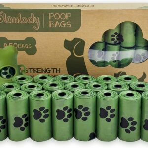 Blanlody 450 Rolls Poo Bags Dogs, Biodegradable Dog Poop Bags with Leak Proof and Extra Thick, Compostable Easy Tear Dog Poop Bags With Dispenser And Lead Clip,Green Dog Waste Bags For Outdoor Walking