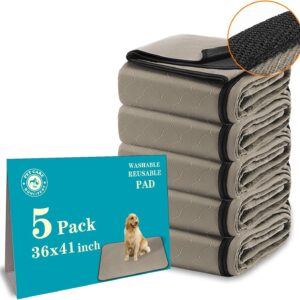 Bunlitent Washable Pee Pads for Dogs 36" x 41", 5 Pack, Reusable Puppy Pads, Dog Training Pads with Quick Dry, Large Anti-Slip Whelping Pad for Pet, Playpen, Incontinence, Housebreaking.