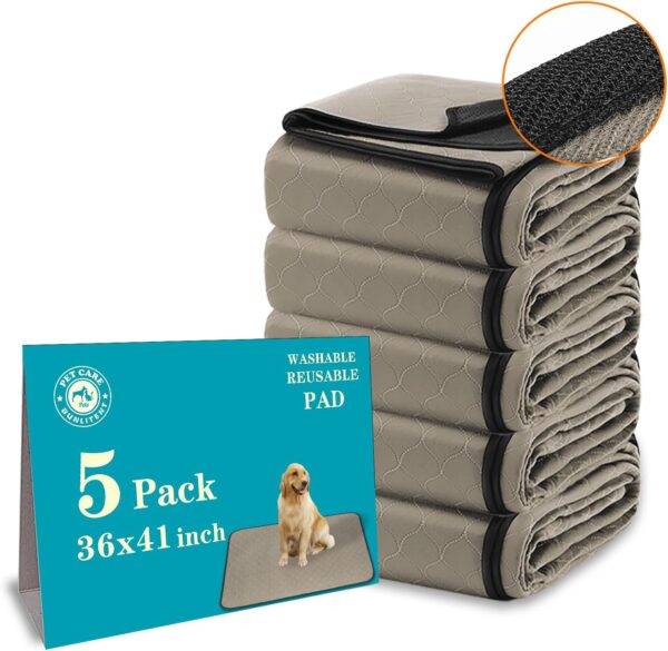Bunlitent Washable Pee Pads for Dogs 36" x 41", 5 Pack, Reusable Puppy Pads, Dog Training Pads with Quick Dry, Large Anti-Slip Whelping Pad for Pet, Playpen, Incontinence, Housebreaking.