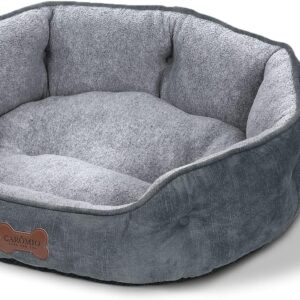 CAROMIO Cat Bed for Indoor Cats Dogs, Soft Round Cat Sofa Bed for Small Dogs and Cats with Non-Slip Bottom Washable Durable, Grey, 50x48x15cm