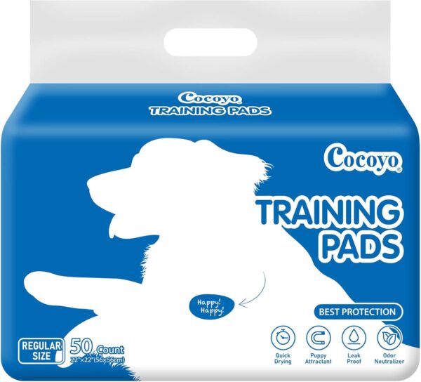 COCOYO Best Value 22"x22" Dog Training Pads 50 Count | Dog Pee Pads | Super Absorbent Puppy Pads