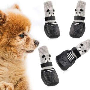 CPJJ dog socks,dog paw protectors,dog boots,dog shoes,1 set of 4, soft and comfortable, the bottom of the socks are waterproof and non-slip, suitable for 8-10KG pets.