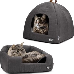 Cat Beds for Indoor Cats -Premium Pet Beds for Cats and Small Dogs, Cat Bed Cave, Comfortable Covered Cat Bed, Cat Tent, Kitten Bed, Small Animal Bed and Cat Hut with Cushioned Pillow (Large)